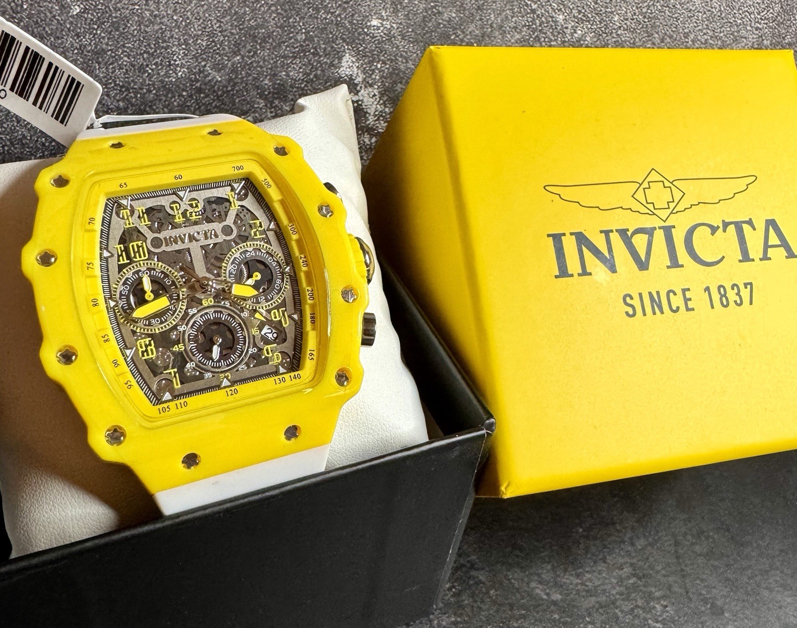 Invicta Racing 69740 Race Miami Special Edition Yellow Skeleton Chronograph NIB