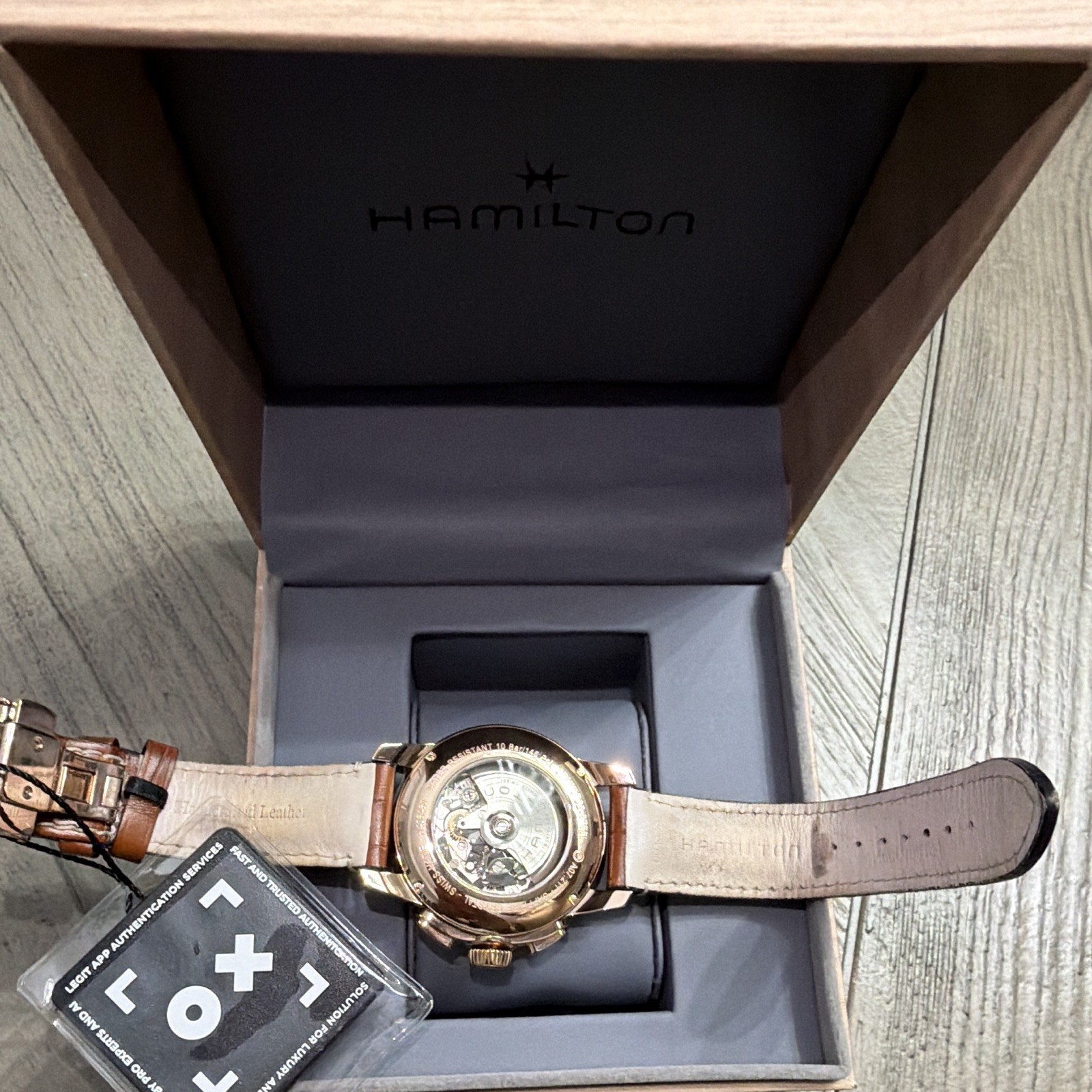 Hamilton Railroad Auto Chronograph 42mm RoseGold Steel Brown Leather Box