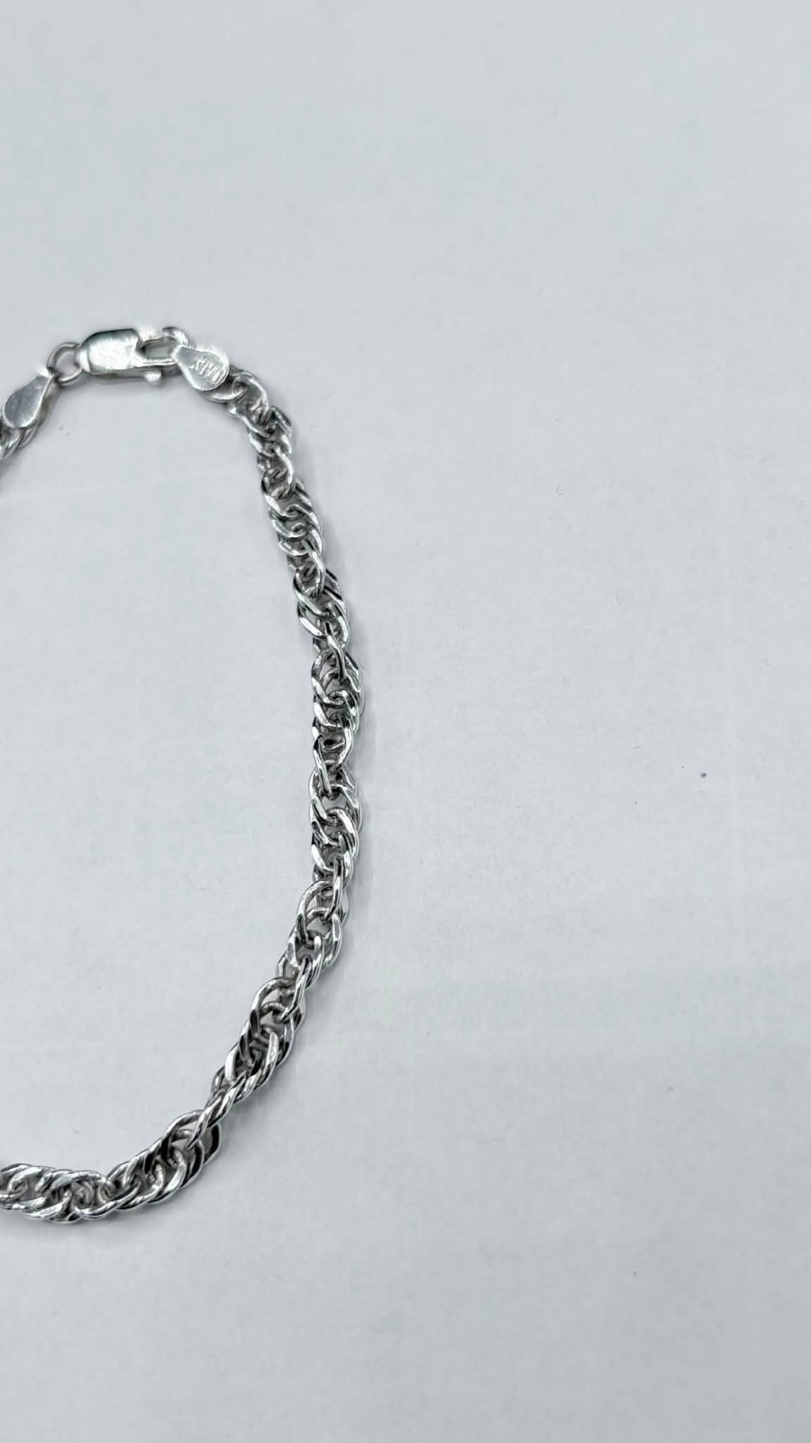 Italian 925 Sterling Silver 4.3mm Cuban Curb Link Bracelet 7.75″