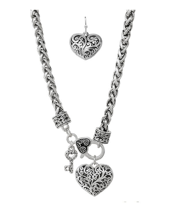 BRIGHTON BEACH Filigree Metal Necklace & Earring Set