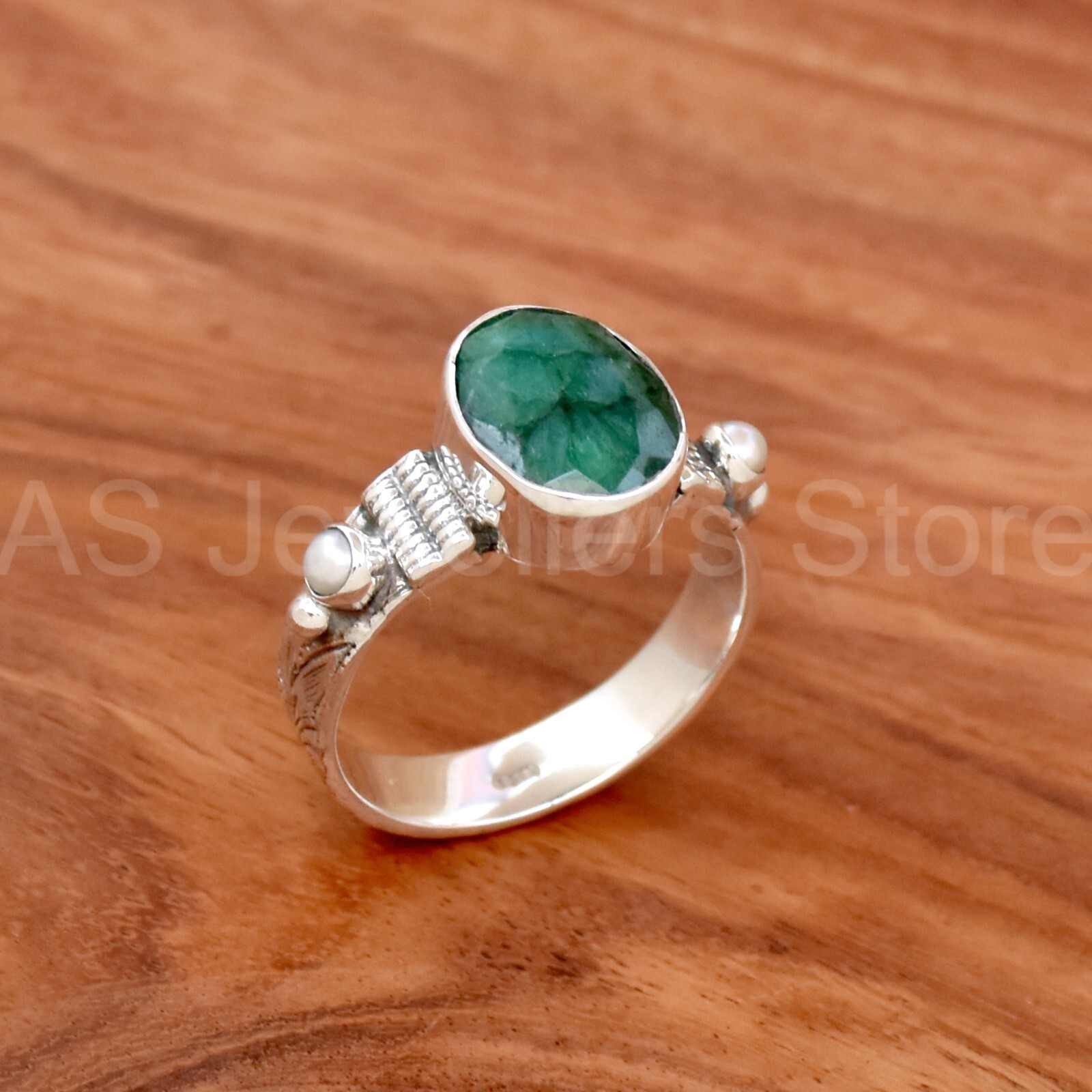 925 Sterling Silver, Indian Emerald Ring, New Handmade Ring, Silver Jewelry