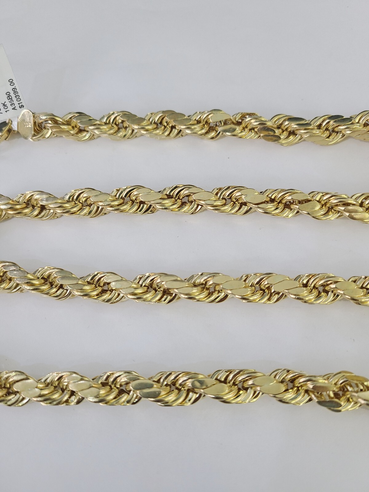 10K Yellow Gold Rope Chain Mens Necklace 10mm 18″ 22″ 24″ 26″ 28″ 30″ Inch