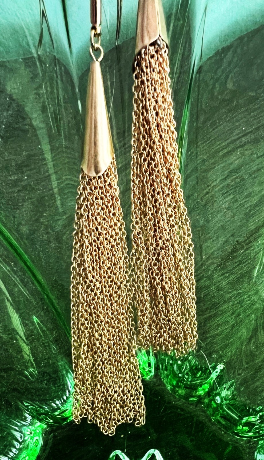 10 Snake Chain Lariat Goldtone Double Tassel Necklaces approx 30 inch chain