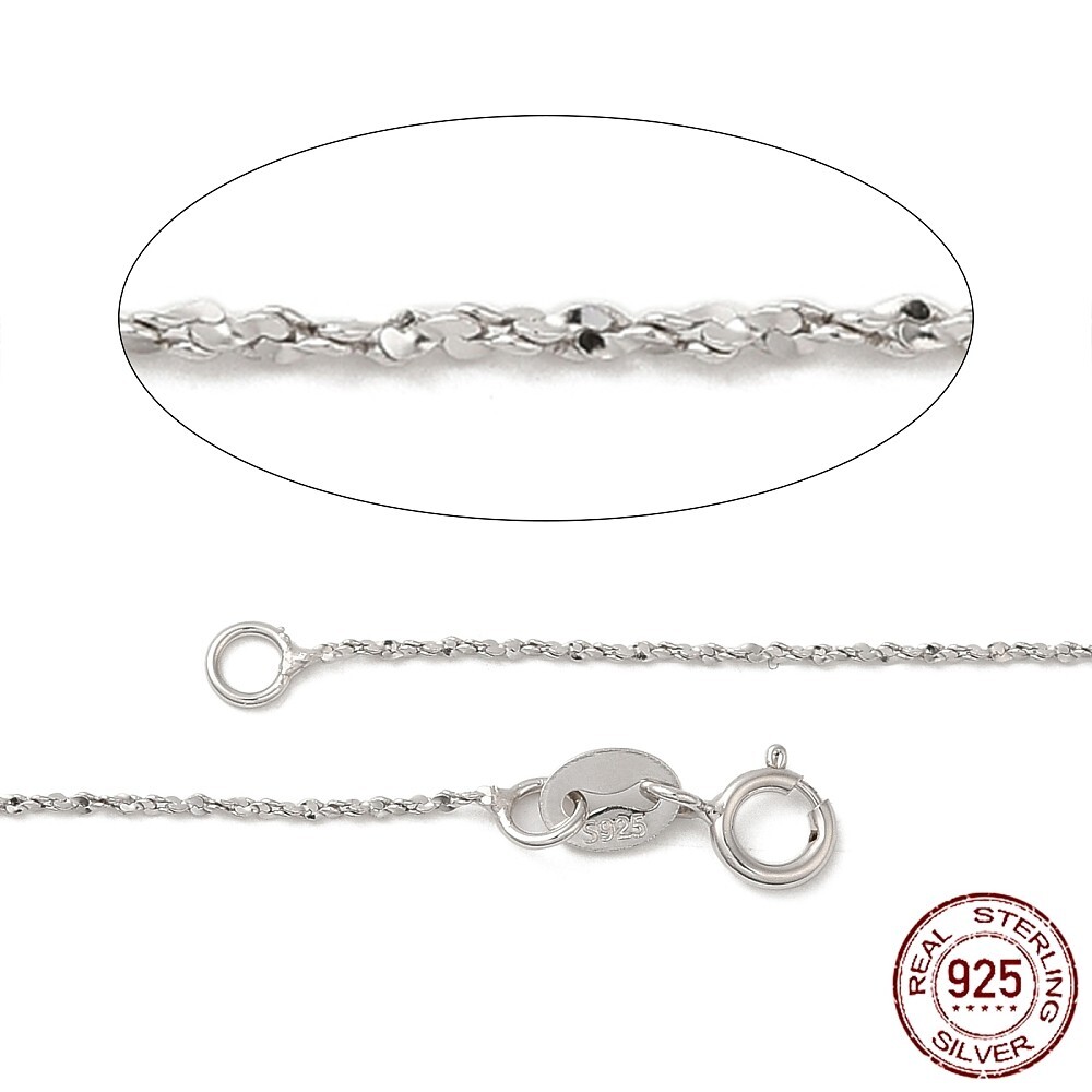 Real Solid 925 Sterling Silver Twisted Diamond Cut Snake Chain Necklace N10