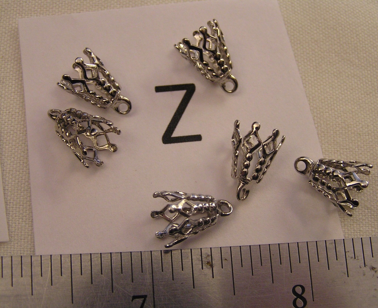 VTG Bead Cap Dangles w Bail & Button Backs Filigree Brass GP SP Jewelry Findings