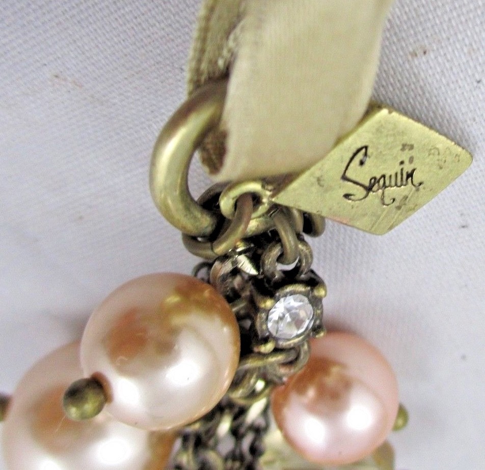 SEQUIN NYC Bauble Bead Necklace PINK & CREAM RIBBON Nordstrom’s $98 Retail NEW