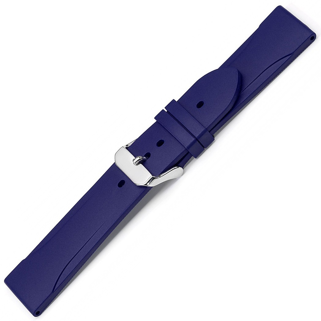 Bonetto Cinturini Model 315 Mens 22mm Blue Rubber Watch Band Strap Made in Italy