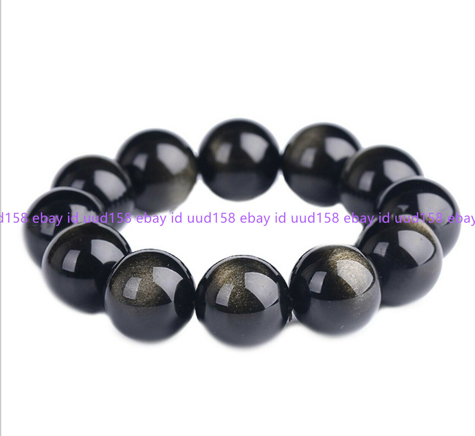 12/14/16/18/20mm Natural Gold Obsidian Round Gemstone Beads Bracelet 7.5” 8″AAA