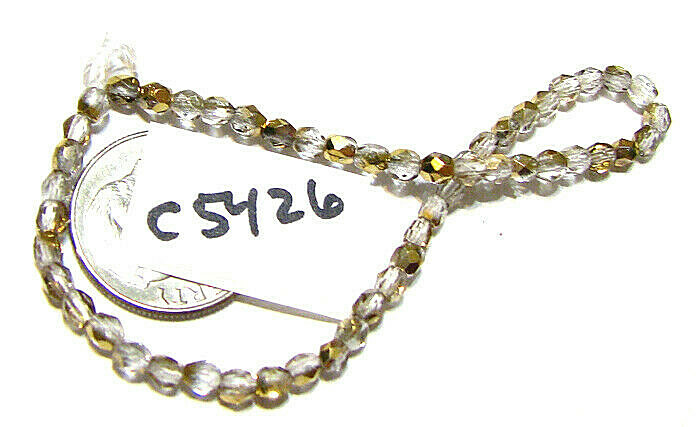 Czech Glass Faceted Round Bead CRYSTAL CAPRI 3mm NOS Approx 50 C5426