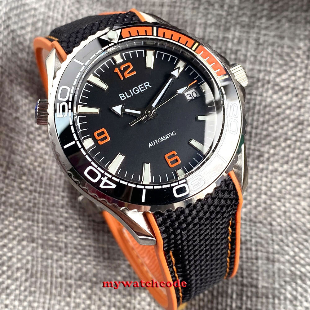 41mm Bliger Black Dial Sapphire Glass 8215 Japan NH35A automatic mens watch