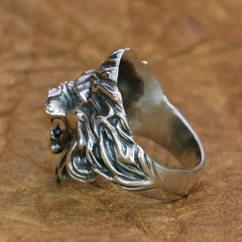925 Sterling Silver King of Lion Ring Mens Biker Rock Punk Ring TA191A US 7~15
