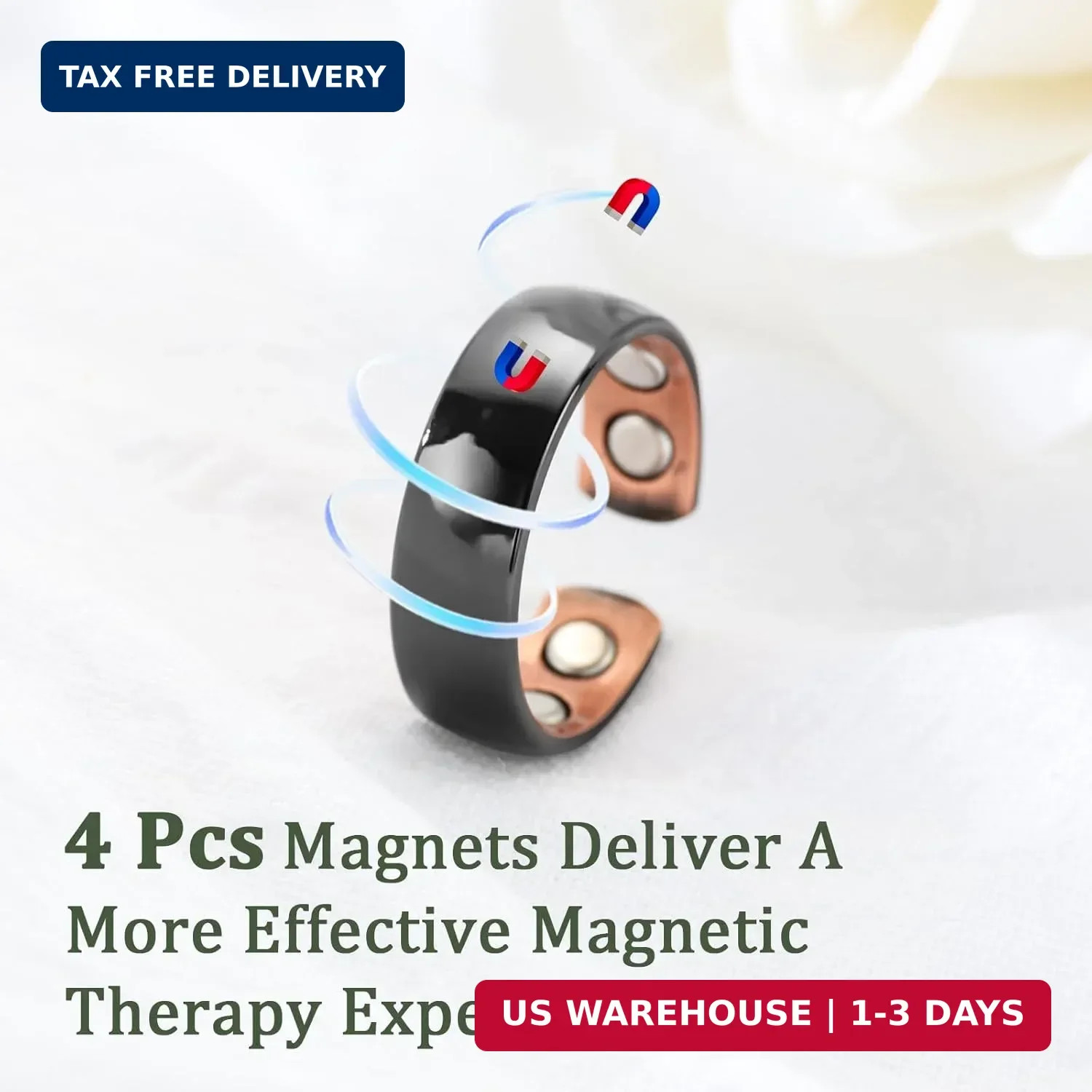 MagEnergy 2PCS Copper Rings for Men & Women, 99.9% Pure Copper Magnetic Adjustab