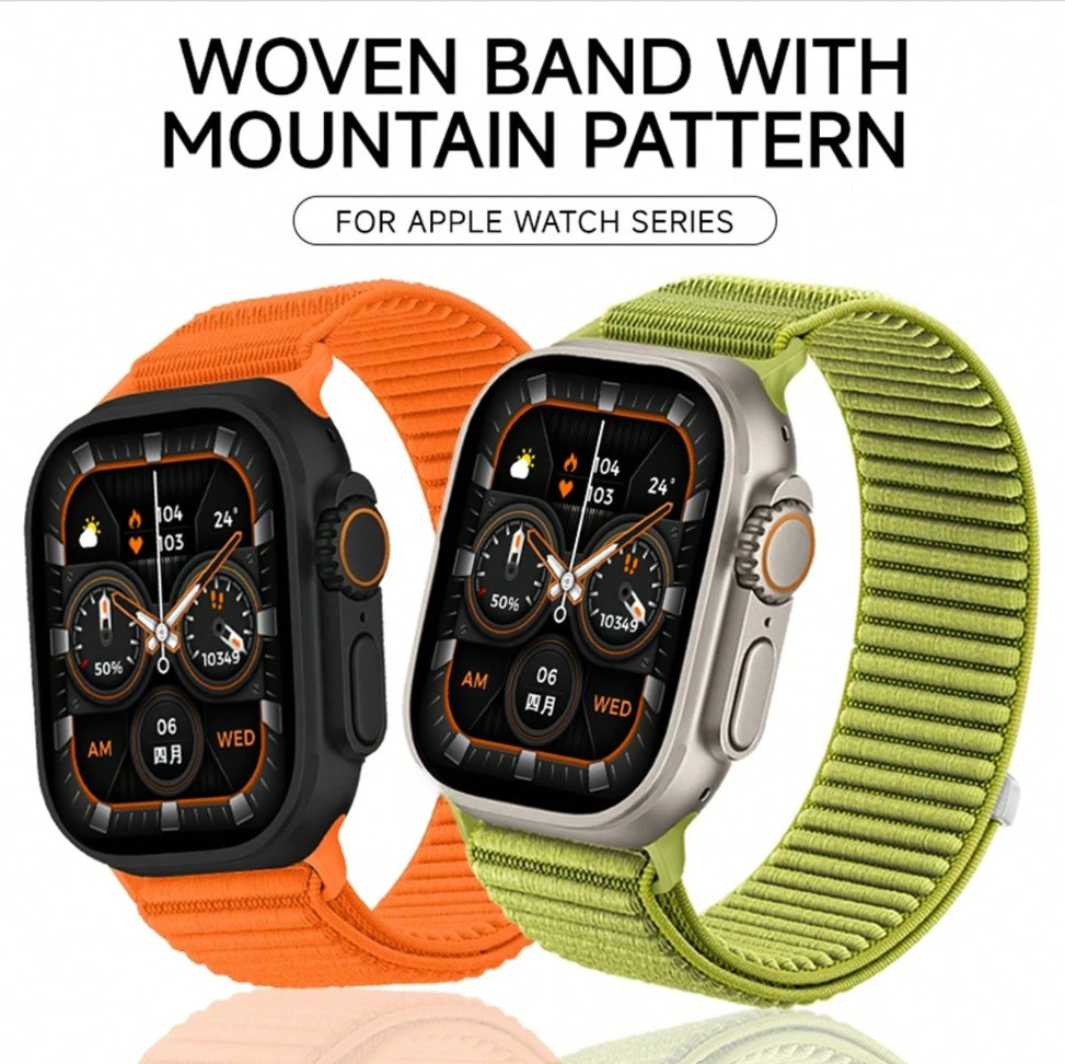 Woven Nylon Sport Band For Apple Watch Ultra 2 49mm 46mm 45mm 44mm Strap Loop