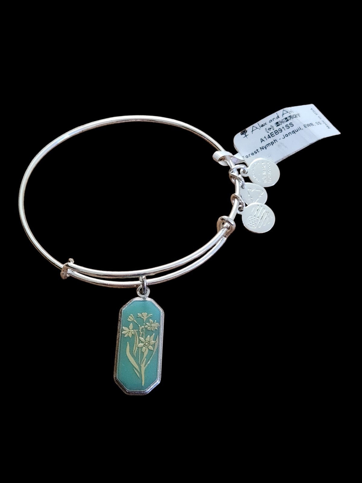 NWT Alex and Ani Forest Nymph Jonquil Flower Shiny Silver Bangle Bracelet