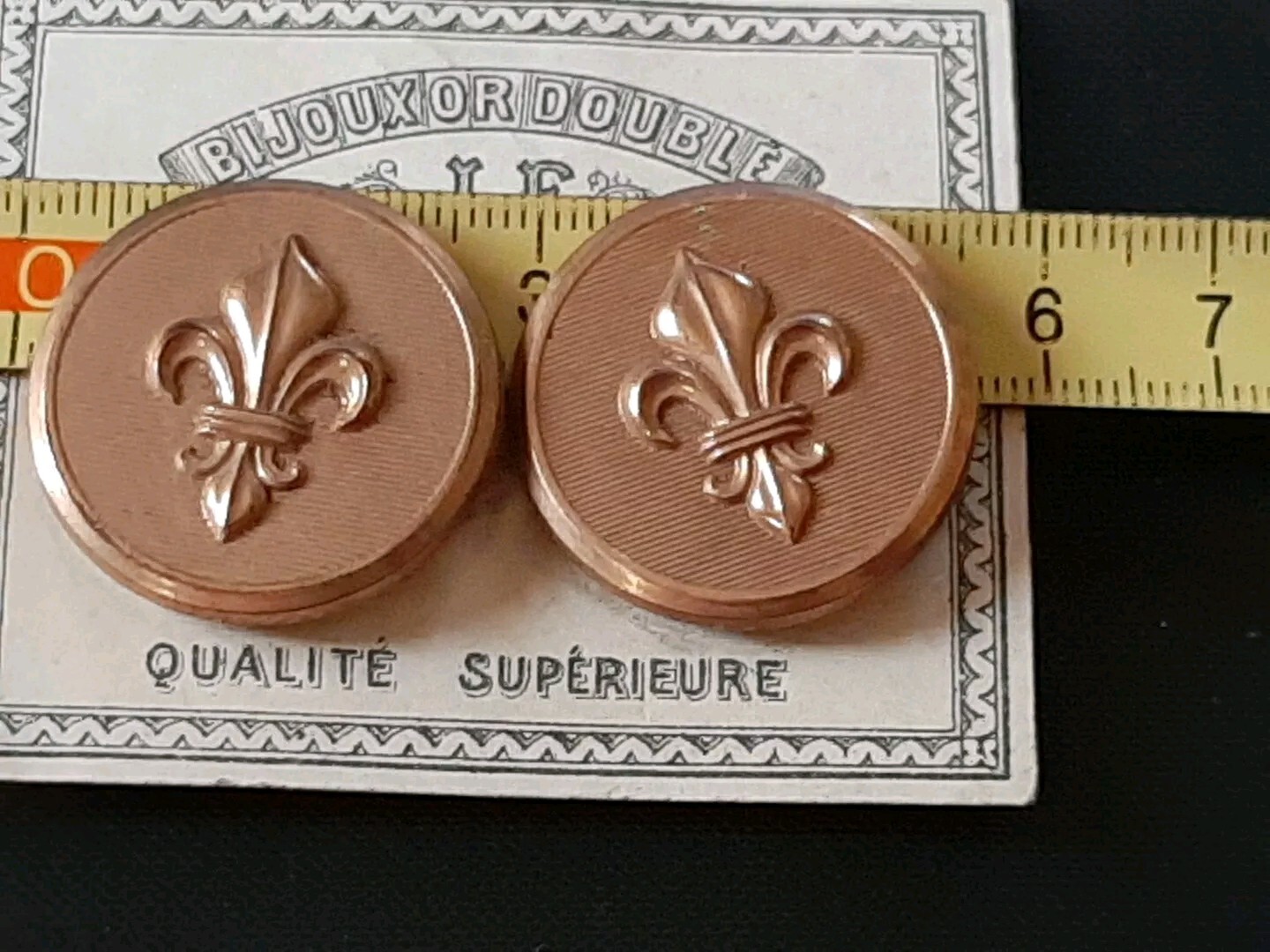 Antique Art Nouveau France Cufflinks On Card Original Presentation Gold Double