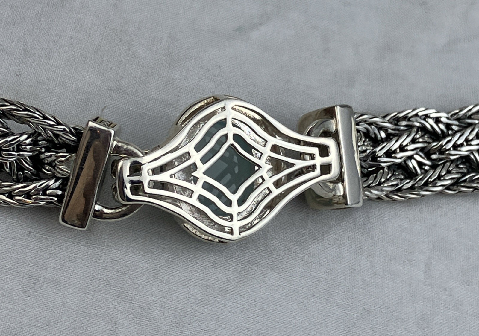 $1.6 K NWT NOS Effy Sterling 18k Braid Bracelet Thick 50 G Cabochon Southwest