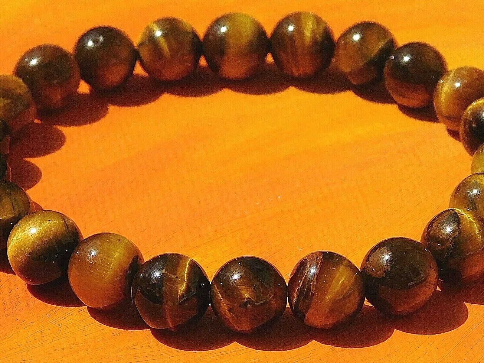 Mens / Ladies Handmade 8mm Gemstone Beaded Bracelet – Natural Tiger’s Eye.