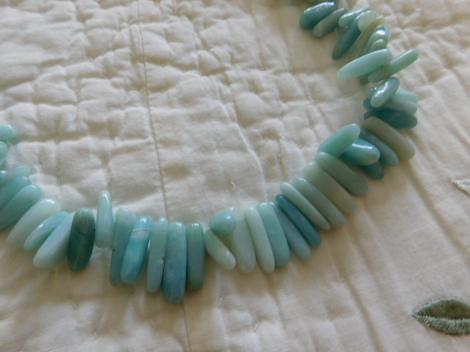 Chunky Boho Blue Teal Pointed Stone Bib Necklace 17” & 2″ Extender 87g