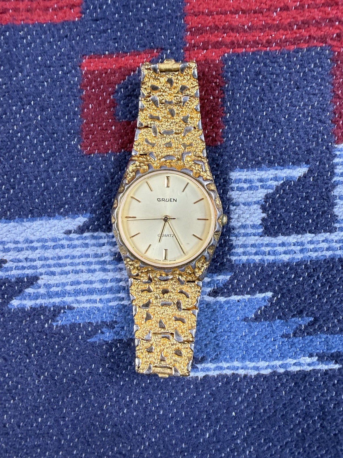 1990s GRUEN Japan Movement Gold Nugget Unisex Vintage Watch GR1046