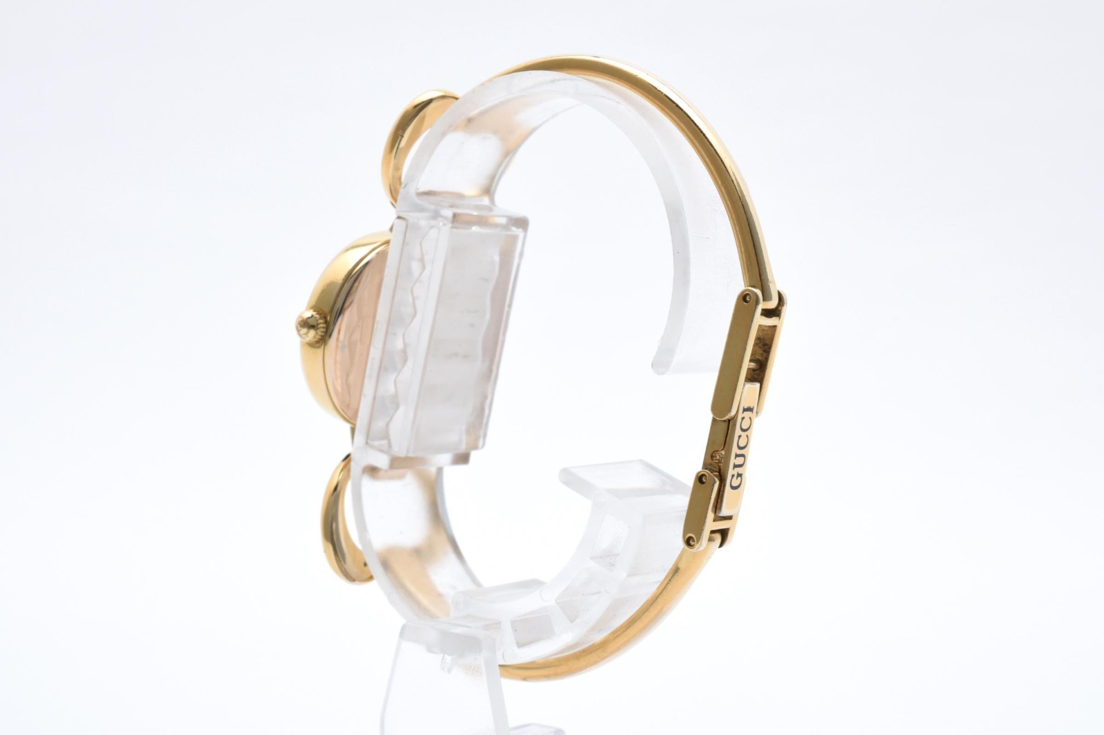 Gucci 1600 White Dial Gold Horsebit Bangle Ladies Watch w/Box Works #7