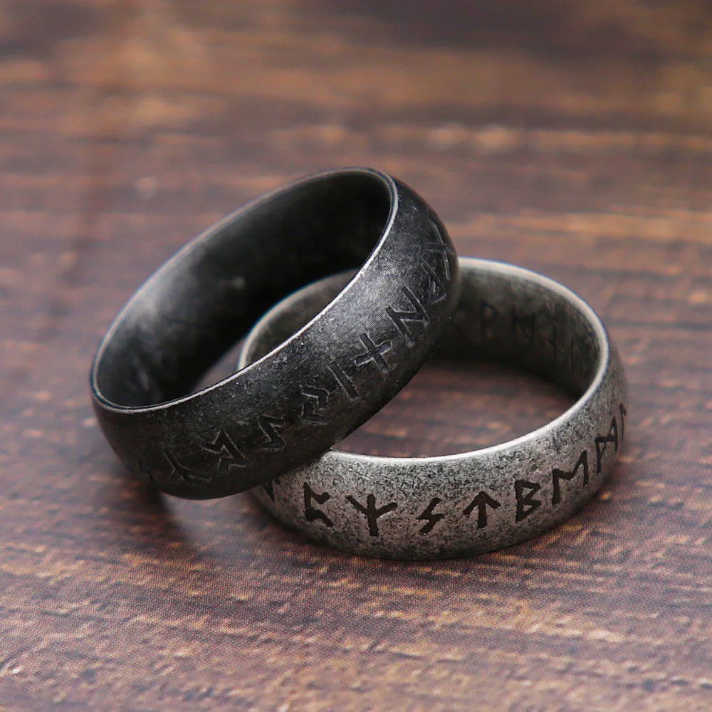 Viking Rune Ring Stainless Steel Odin Amulet Retro Unisex Jewelry Gift