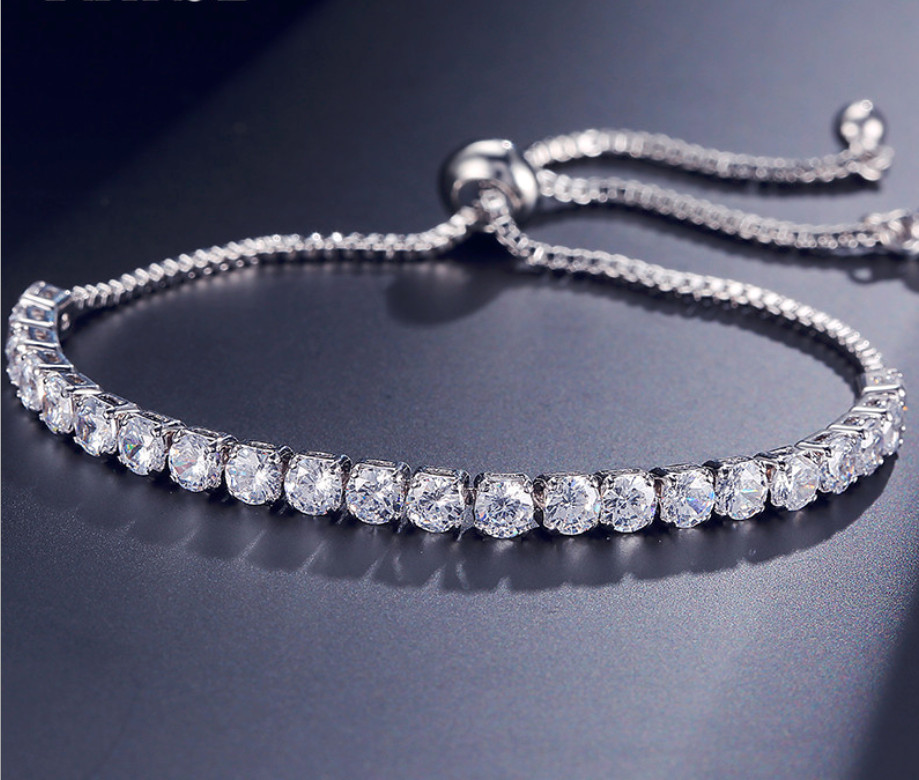 18KGP Gold White Gold Rose Gold Clear Cubic Zirconia Tennis Bolo Bracelets