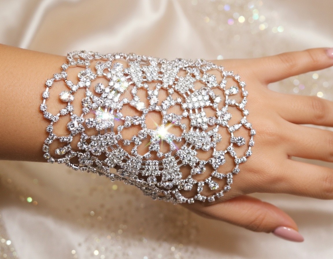 Rhinestone Bracelet Drag Queen Bridal Pageant Prom Statement Austrian Crystal