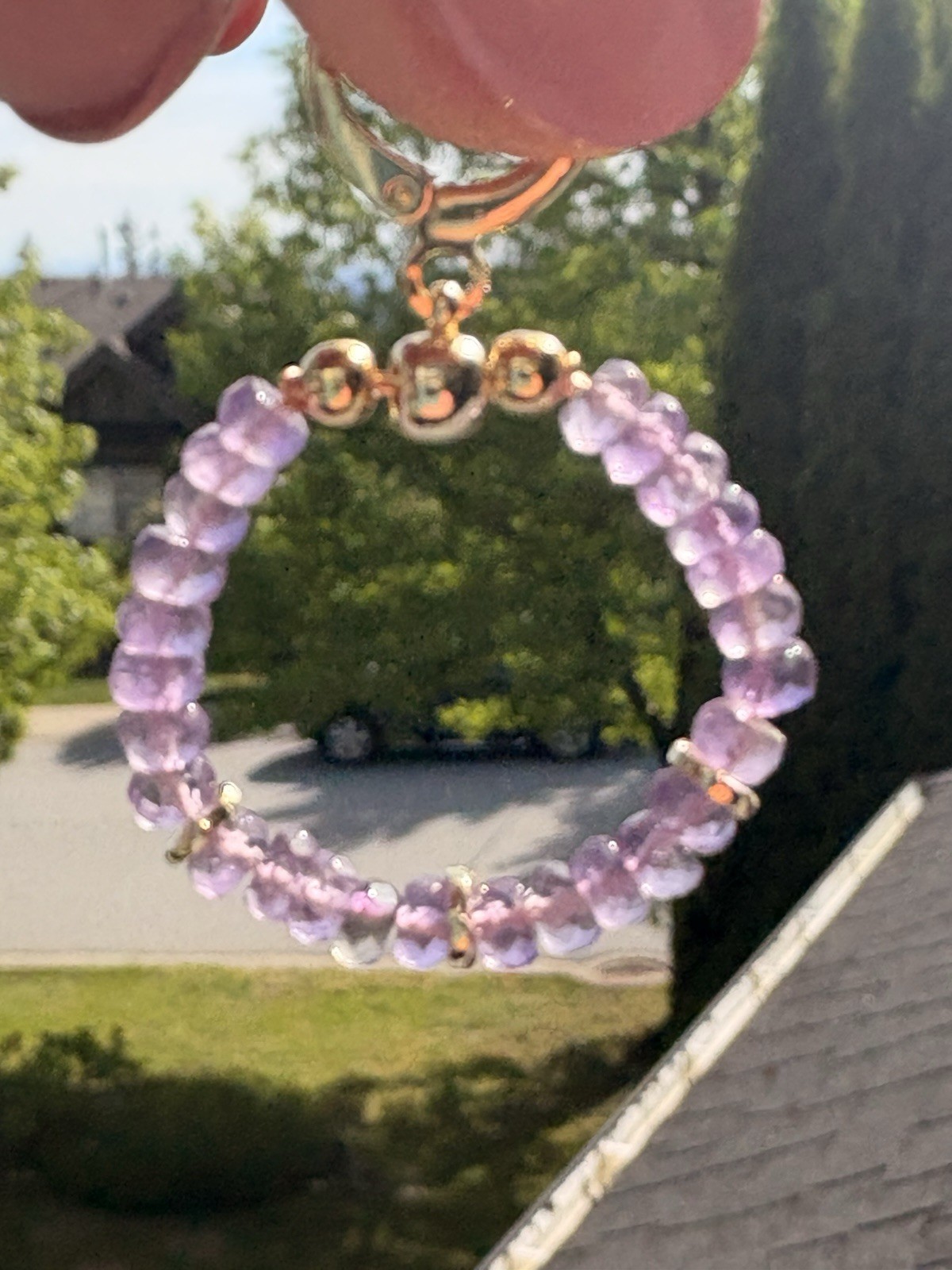 Amethyst hoop earrings Purple Gold filled circle earrings gift for wife