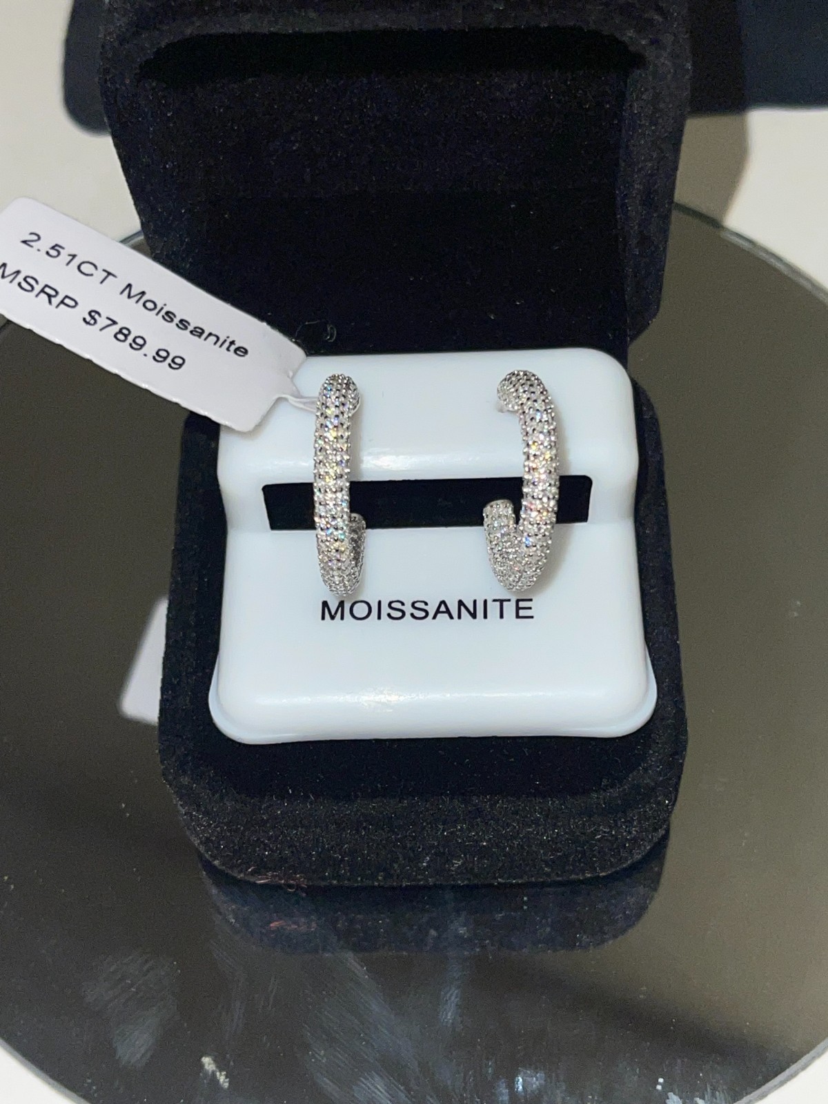 2.51CT Moissanite Hoop Earrings 925 Sterling Silver Pave Set
