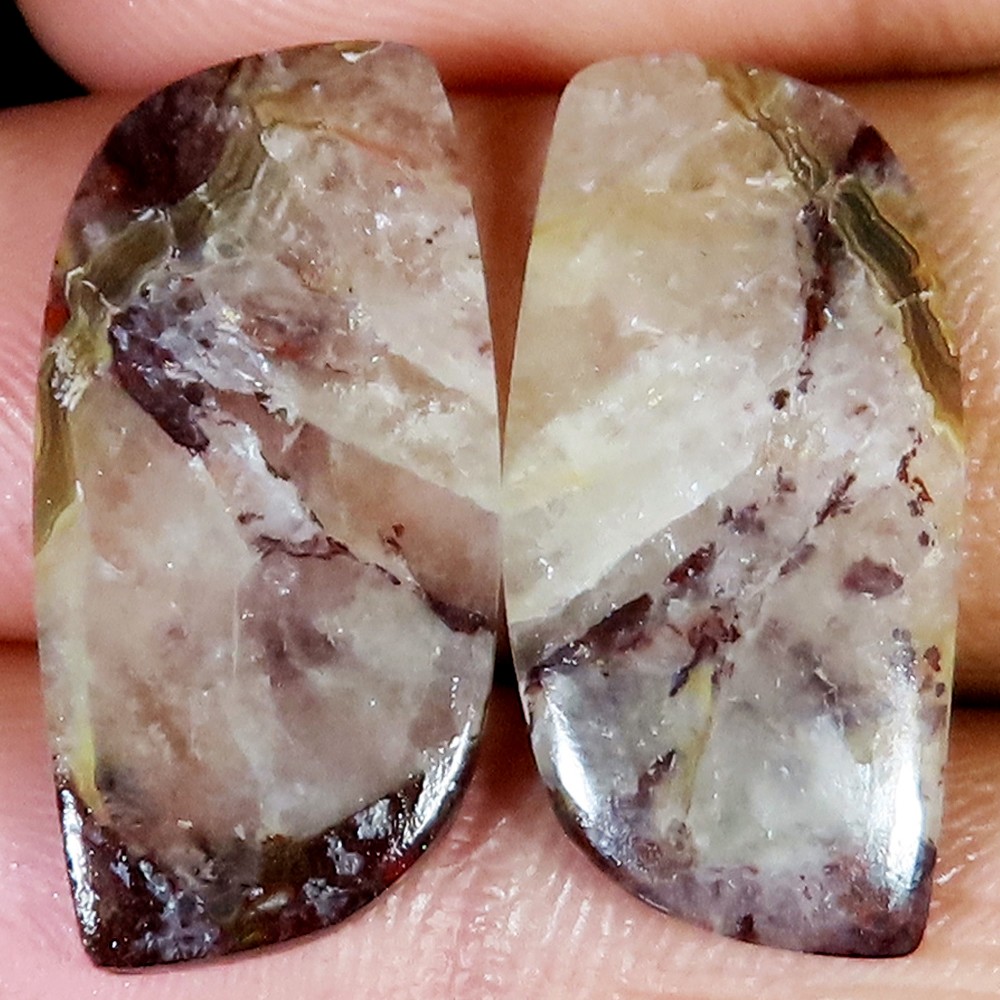 21.25 Ct Natural Crazy Lace Agate Pair Fancy Cabochon Gemstone Jewelry 12x25x3mm