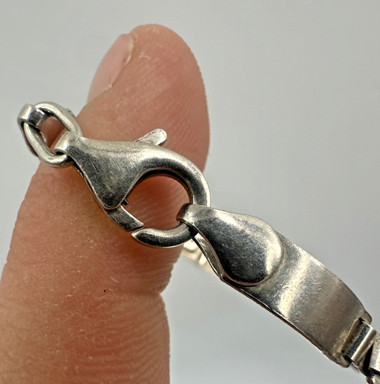 925 Sterling Silver Stampato Greek Key Link Bracelet Italy 8 Inches