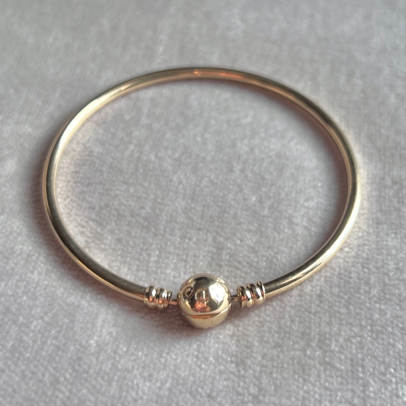 Retired Pandora Moments 14k Yellow Gold Bangle Bracelet G585 ALE 7.5 Medium Size