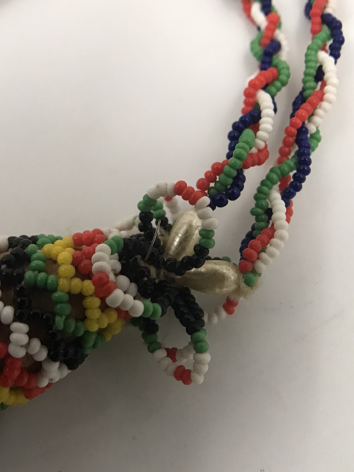 Vintage 1960s Handcrafted Beaded Necklace South Asia Borneo Tribal Ethnic