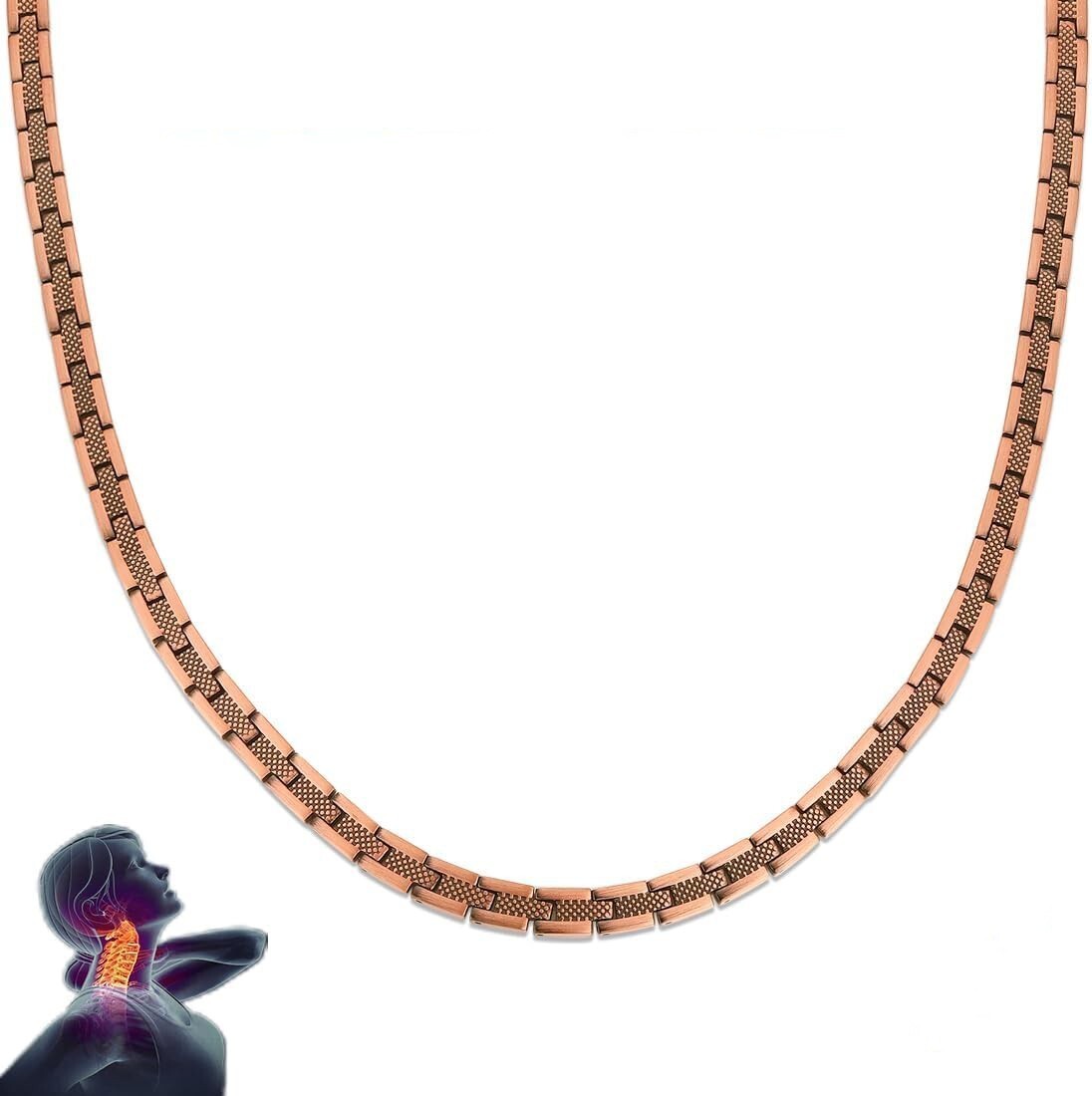 Copper Magnetic Necklace for Women Men 99.9% Solid Pure Copper Necklace 20.9in