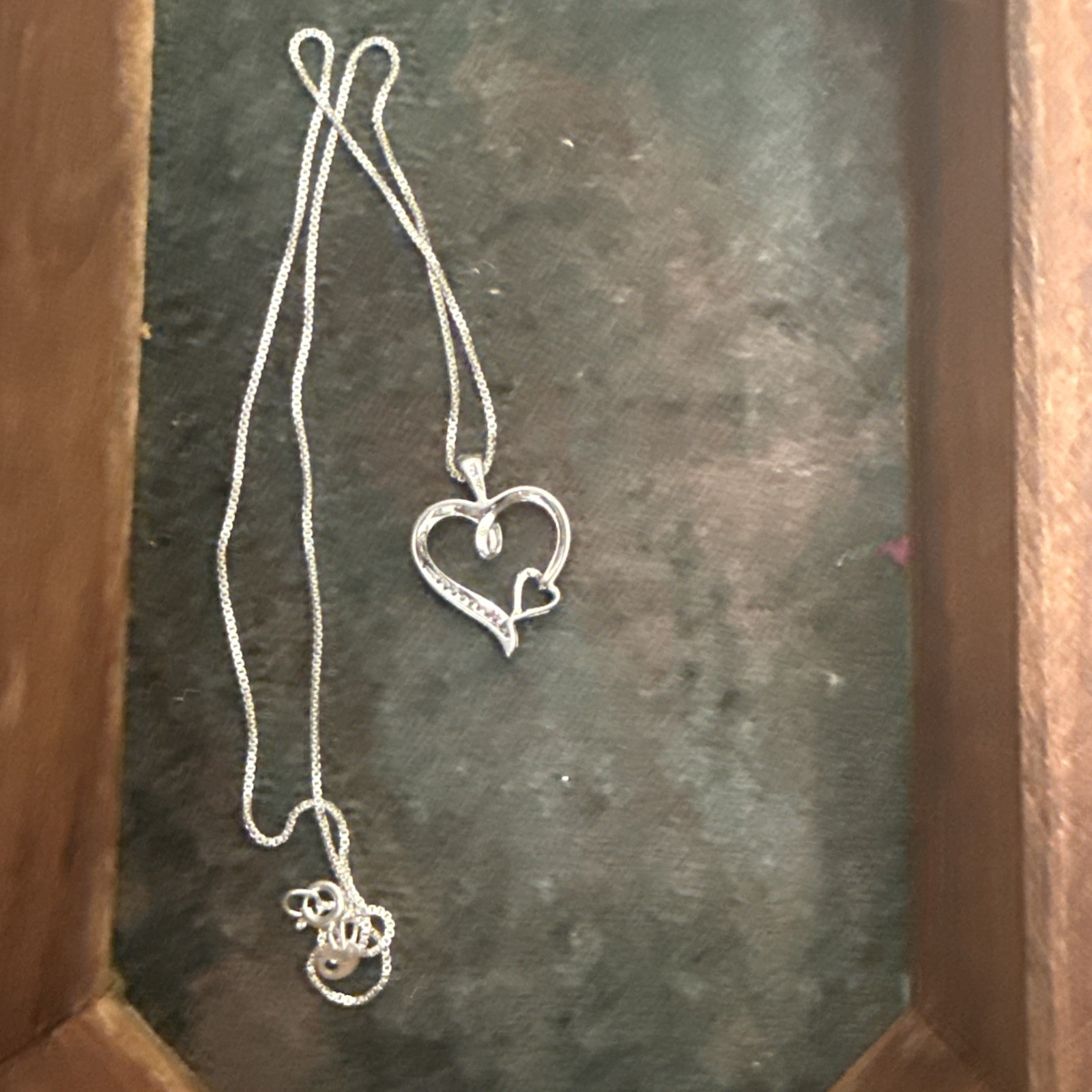 Vtg 925 Sterling Silver 10k Gold Overlay Heart Pendant Chain Link Necklace 18″