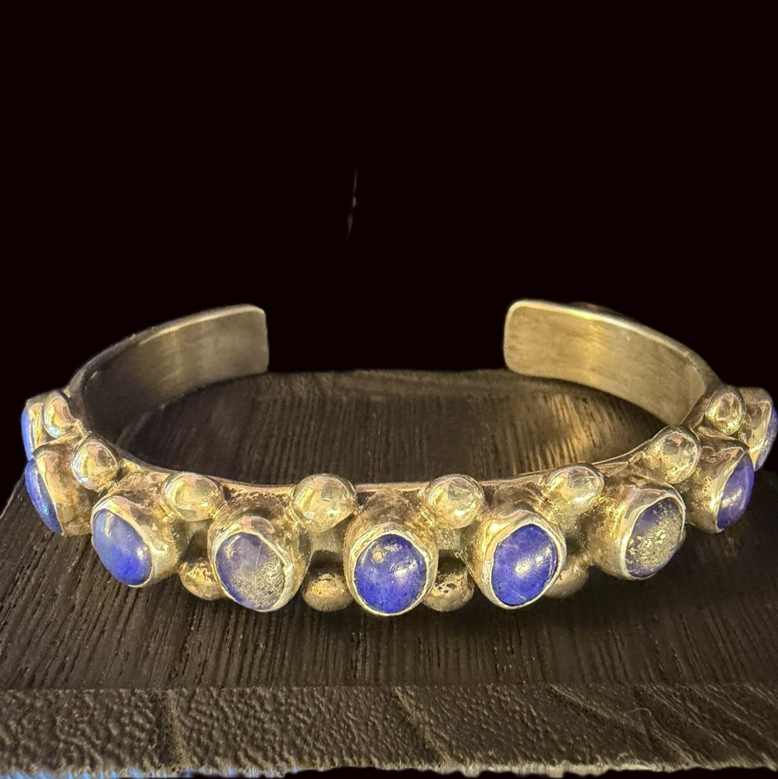 Chimney Butte Lapis Lazuli Gemstone and Sterling Silver 12.8mm Cuff Bracelet