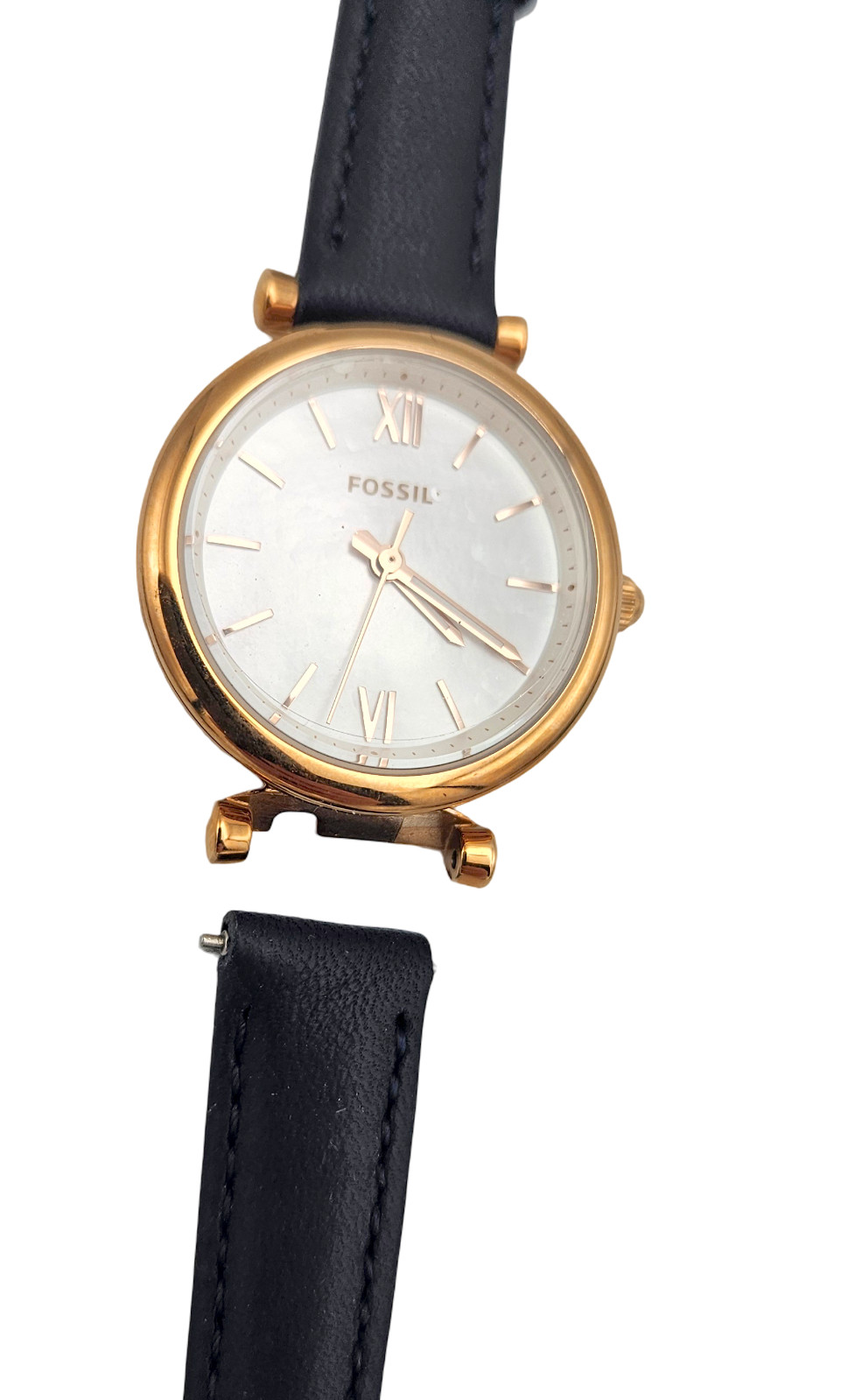Fossil Women’s Mini Carlie Star Leather Strap Watch 28mm in Navy F2313