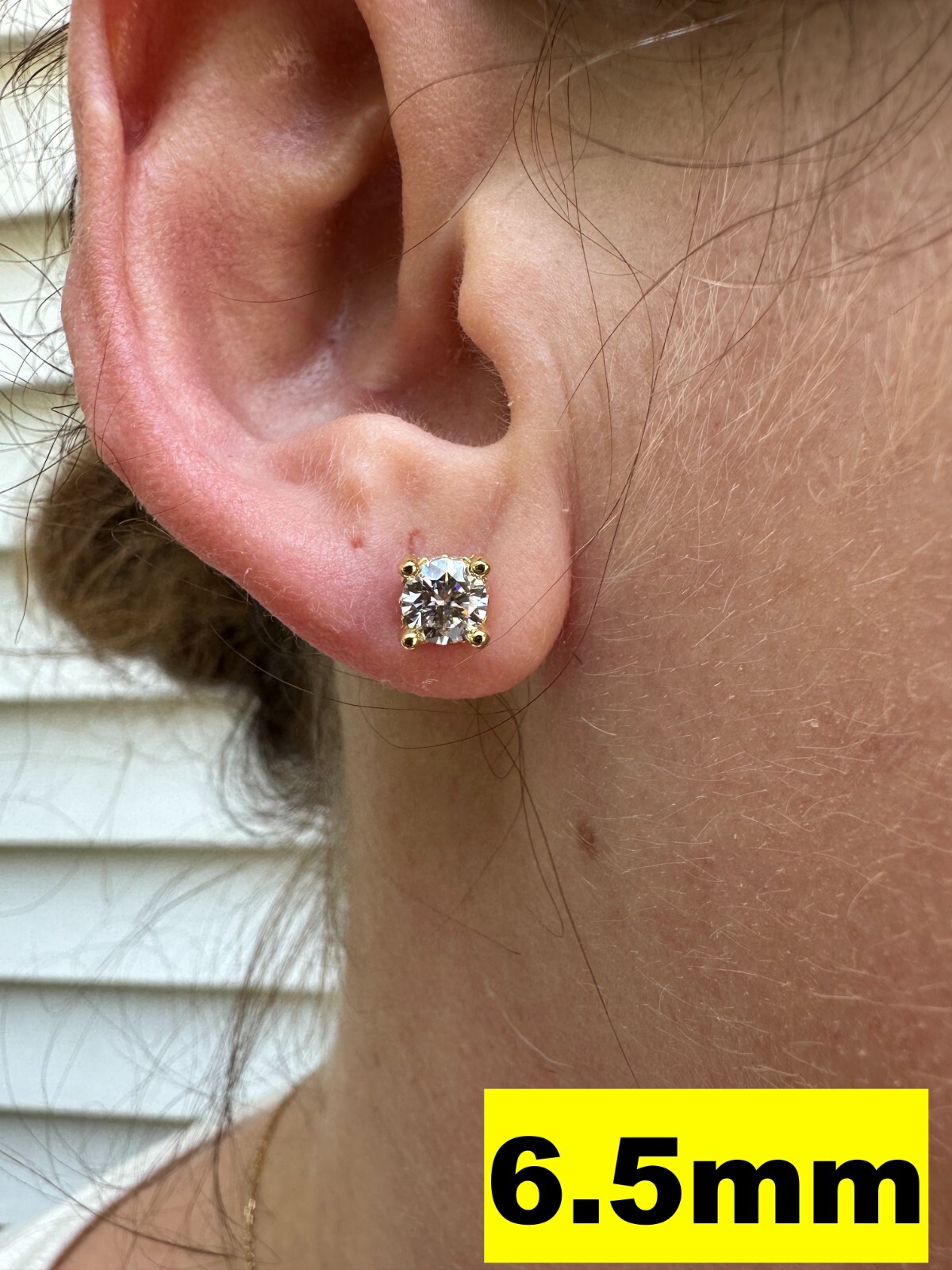 Moissanite 3D Iced Solitaire Screwback Stud Earrings Real 14k Gold Plated Silver
