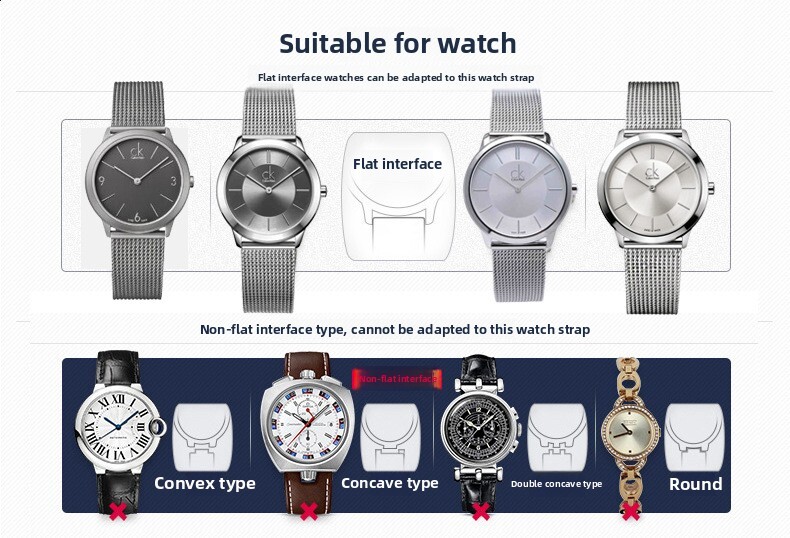 Super Quality Solid Stainless Steel Watch Band Milanese Mesh Bracelet 18mm-24mm
