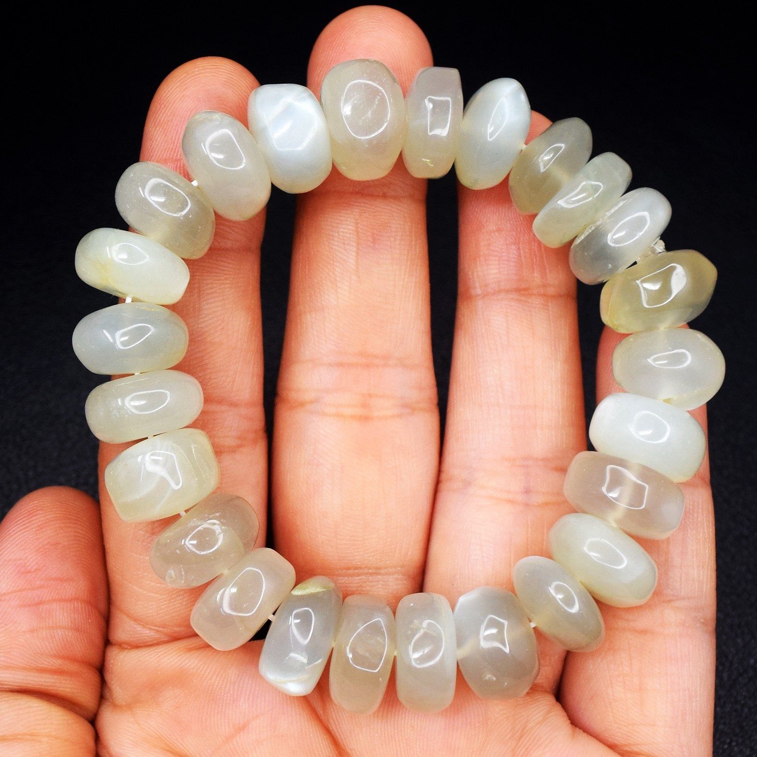 Awesome Massive Grey Moonstone 248.00 Cts Stretchable Bracelet Beaded RK 191 AZ1