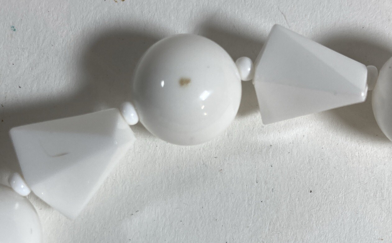 Vintage West Germany White Plastic Necklace With Geometric Shapes Approx 24 Inch