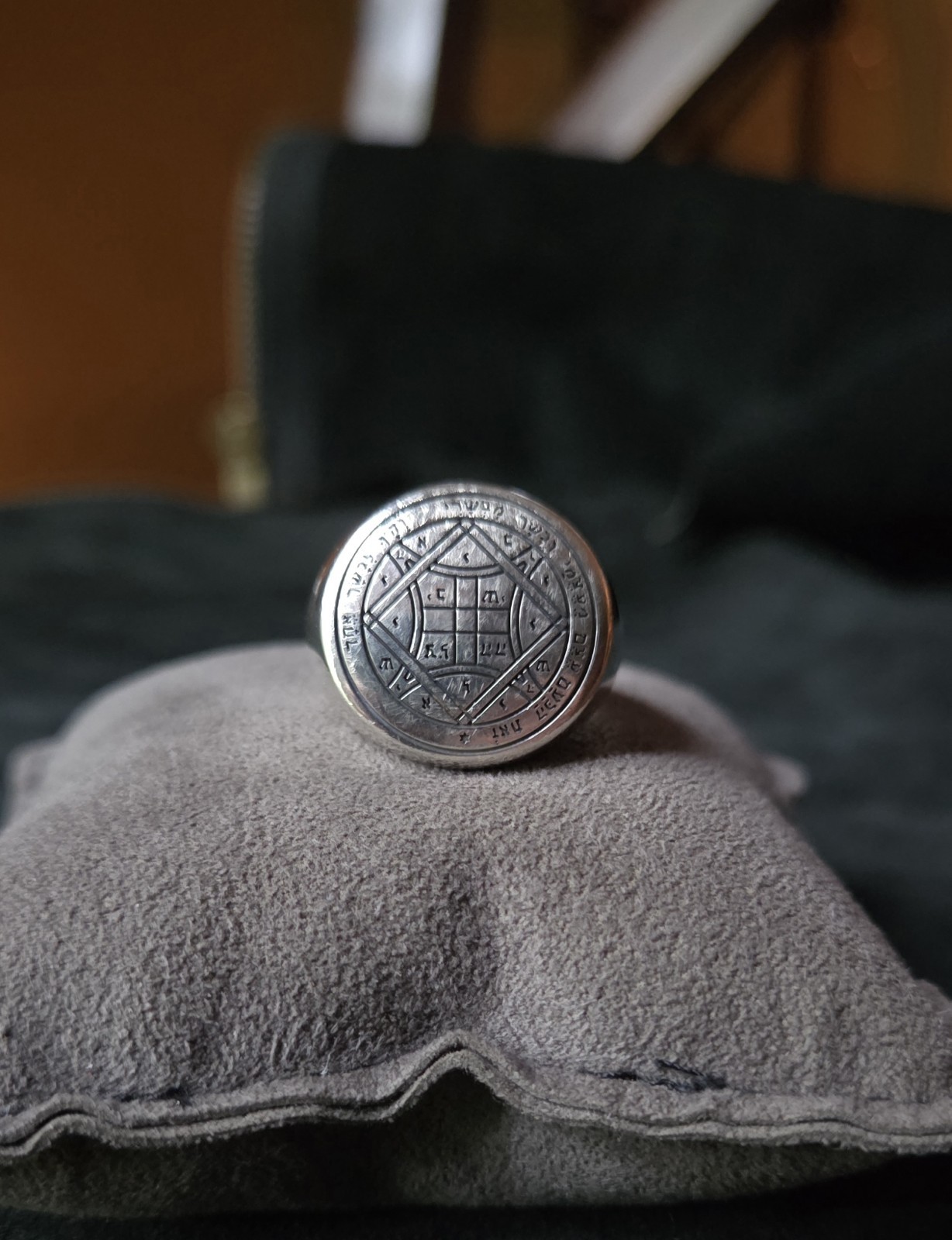 Sterling Silver Solomon Seal Of Love Signet Ring Stamped Peter Stone | 16 Grams