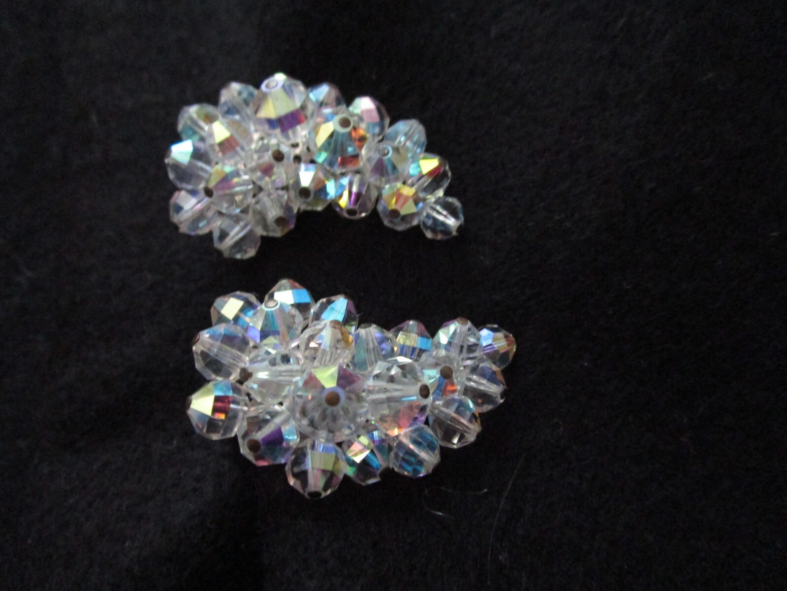 Vintage Iridescent Beaded Clip On Earring
