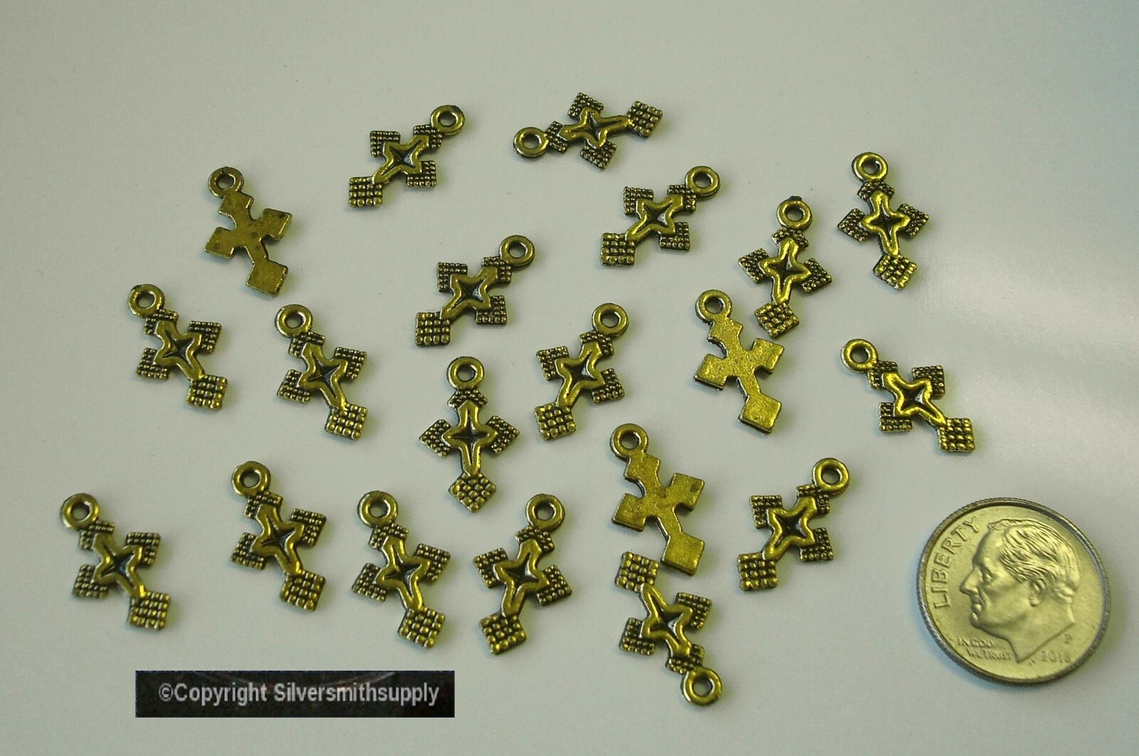 20 Ant Gold plated CROSS earring pendant charms you can dangle CFP132