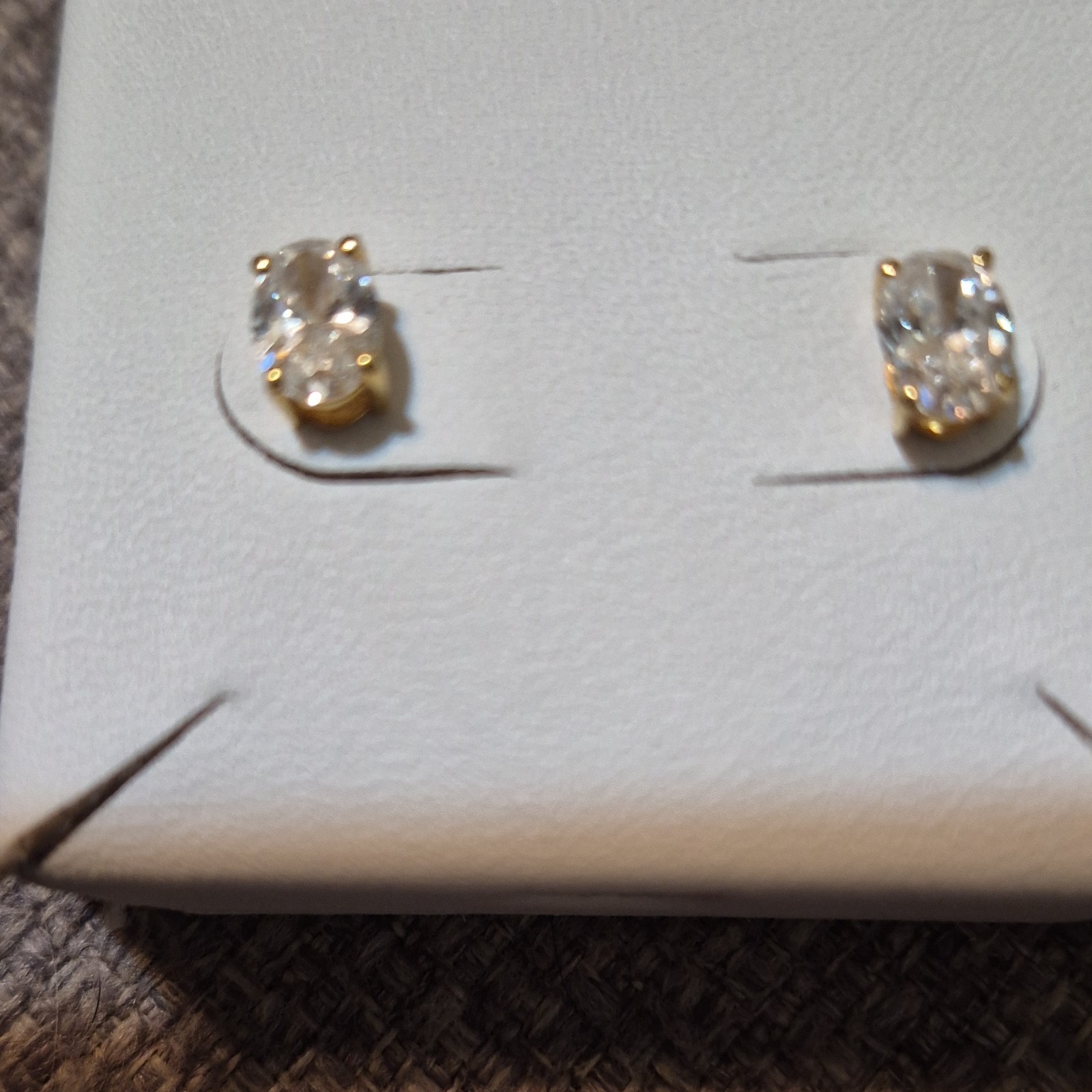 SGL Certified 10K Gold Oval Lab Created Diamond Earrings 1.05 CTW EF VVS-VS