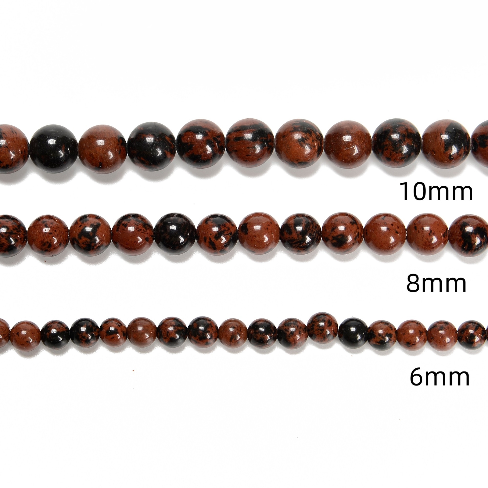 Natural Mahogany Obsidian Smooth Round Beads Size 6mm 8mm 10mm 15.5” Strand