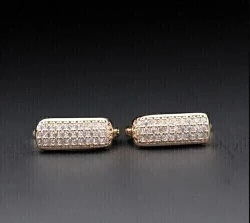 Women’s Huggie Hoop Earrings Round Cut Simulated Diamond 925 Starling Silver