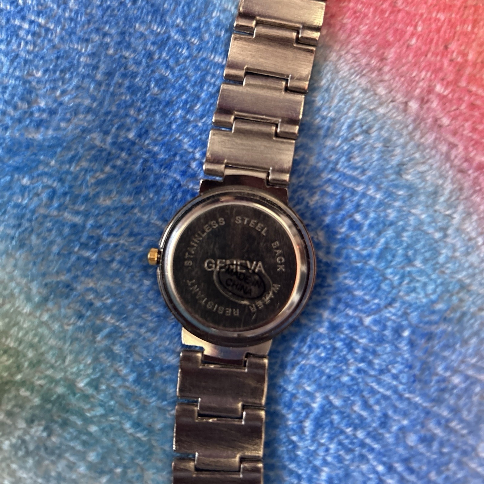 Geneva Quartz Blue Face and Gold and Silver Tone Band Watch