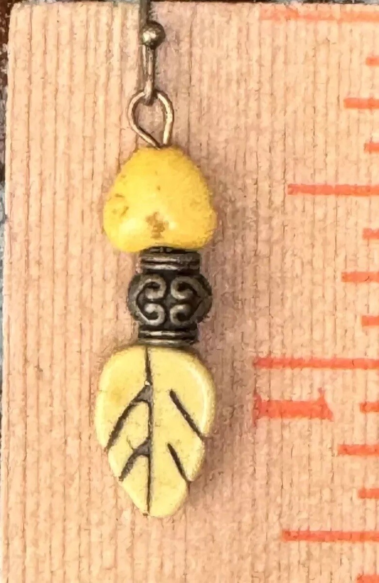Bronze and Yellow Howlite Leaves. Available In Gold or Silver Upon Request