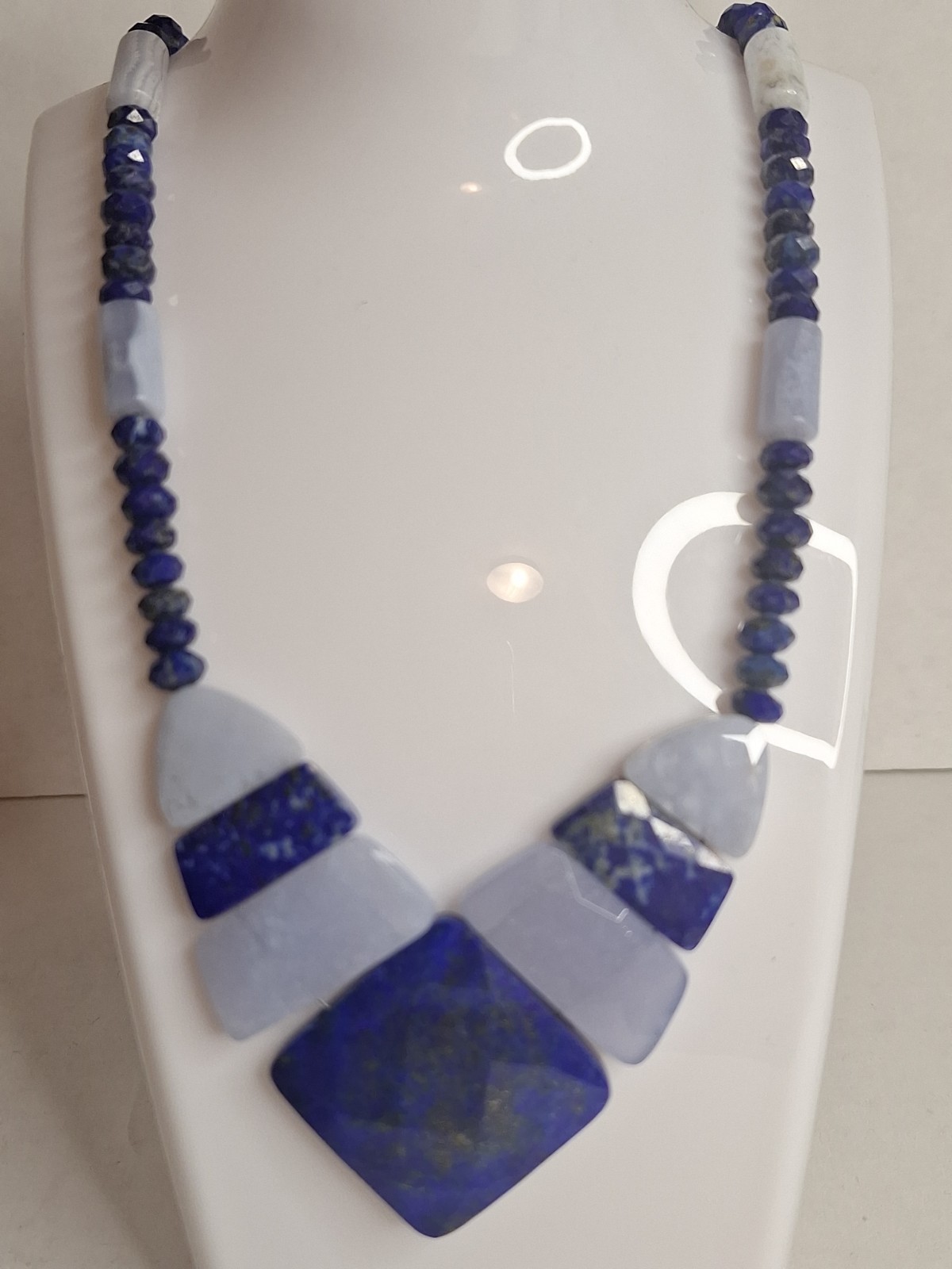 Blue Lace Agate And Lapis Lazuli Necklace Mine Finds By Jay King Sterling Silver